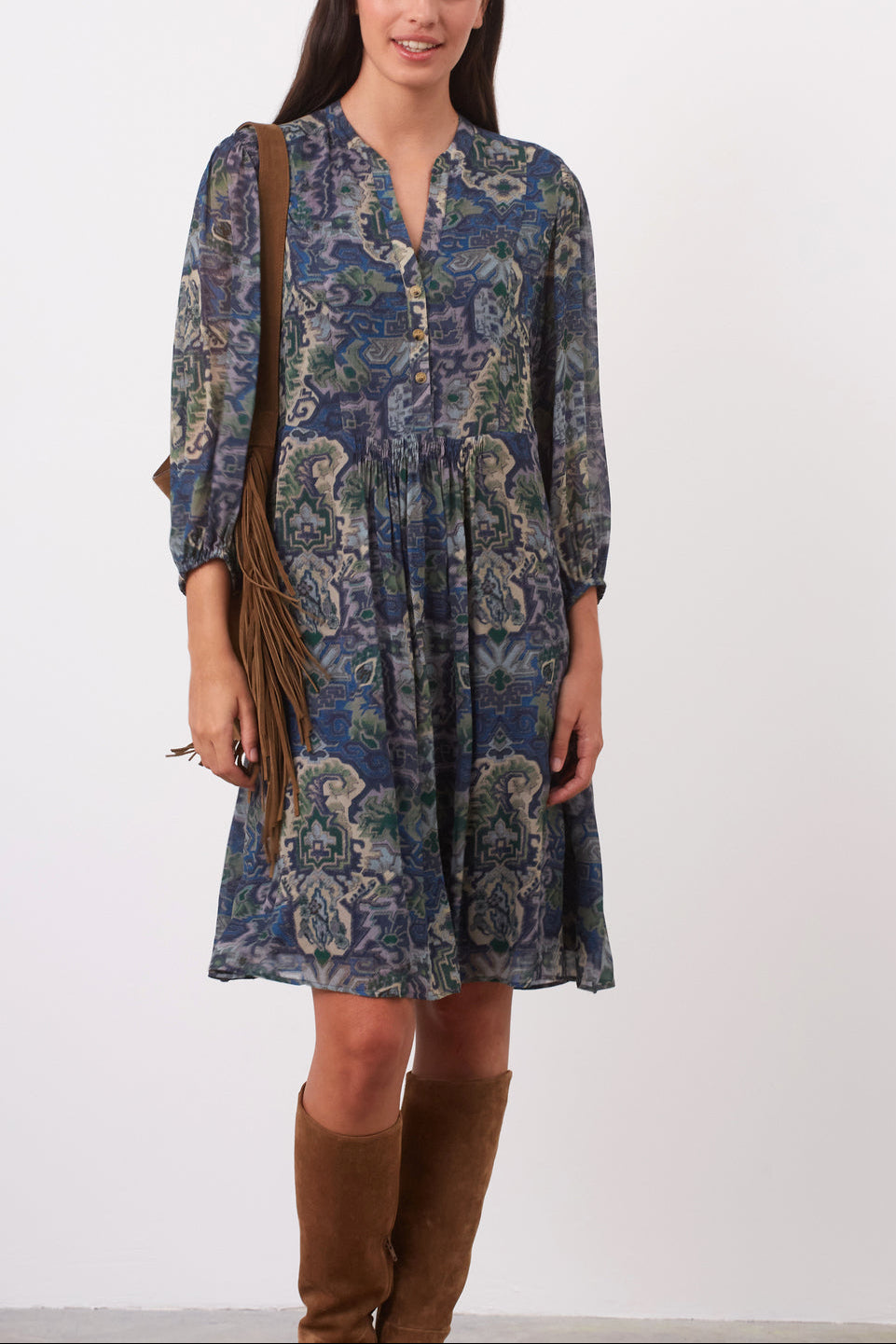 Robe en mousseline à motif graphique - JULIA Faume - seconde main