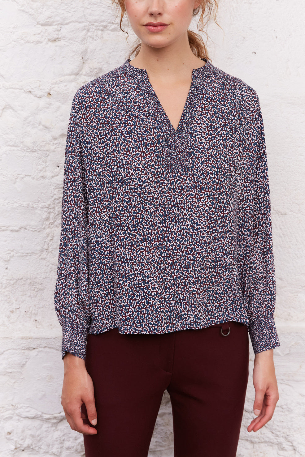 Blouse V à motif léopard - CEZANNE Faume - seconde main