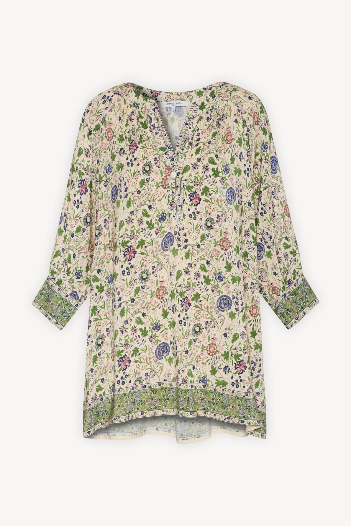 Blouse à motif et finitions contrastées - CAMELLIA Faume - seconde main
