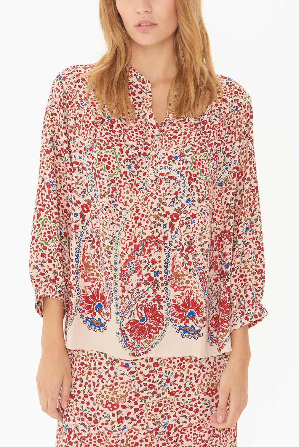 MARGOT - Blouse en crêpe imprimé floral Faume - seconde main