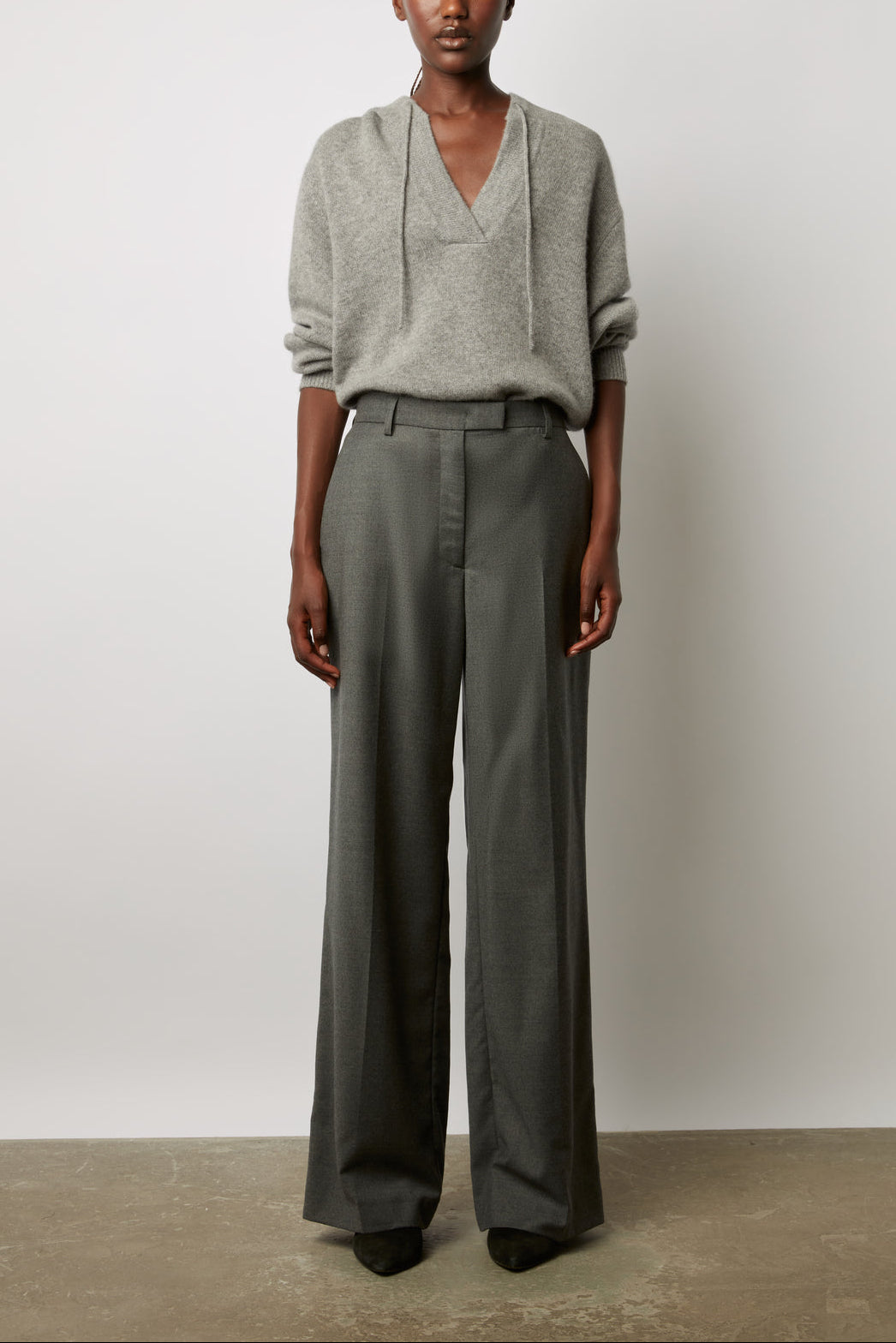 Pantalon large en flanelle unie - DALI Faume - seconde main