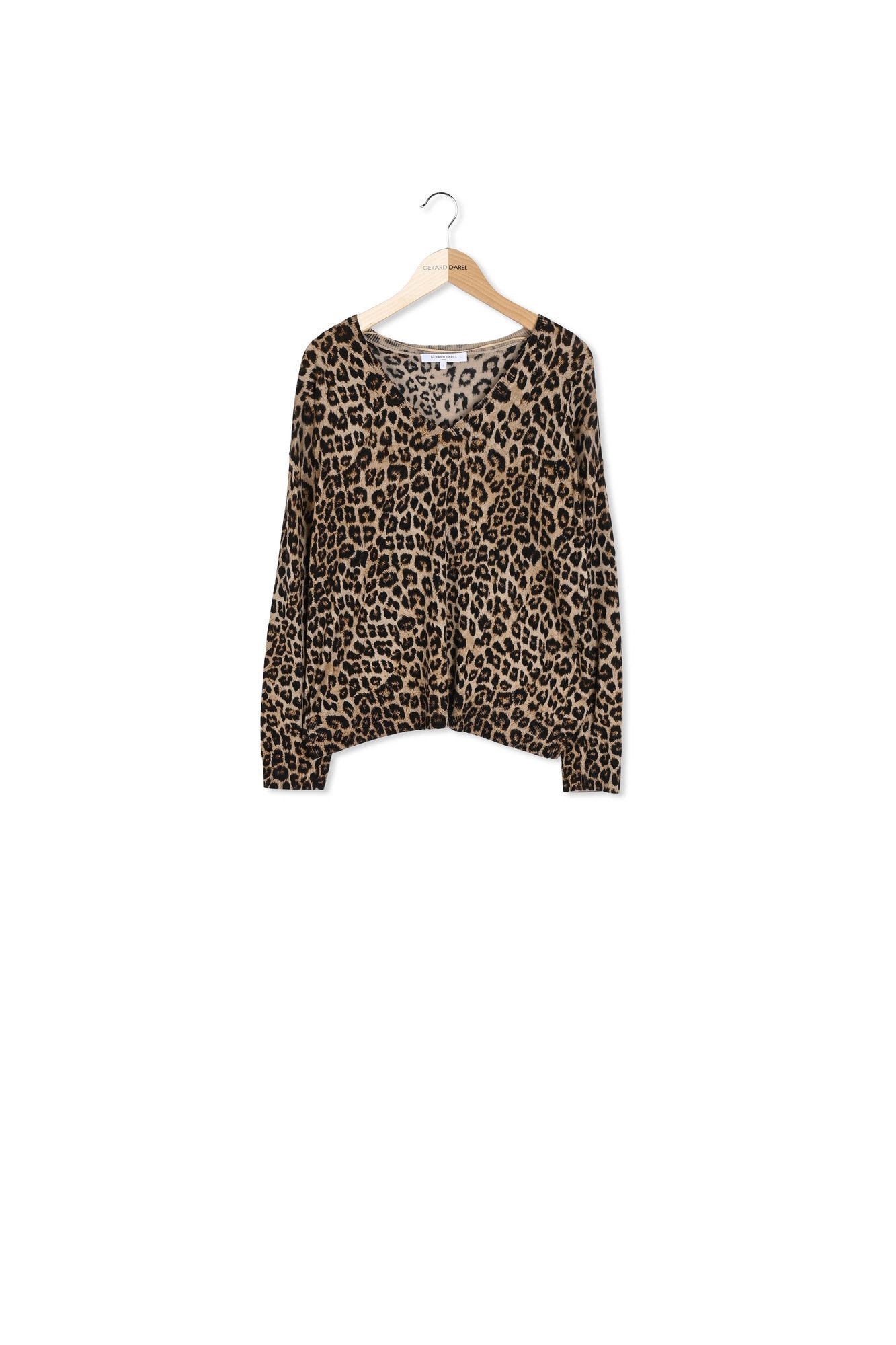 Pull V léopard en laine fine - JINENE Faume - seconde main