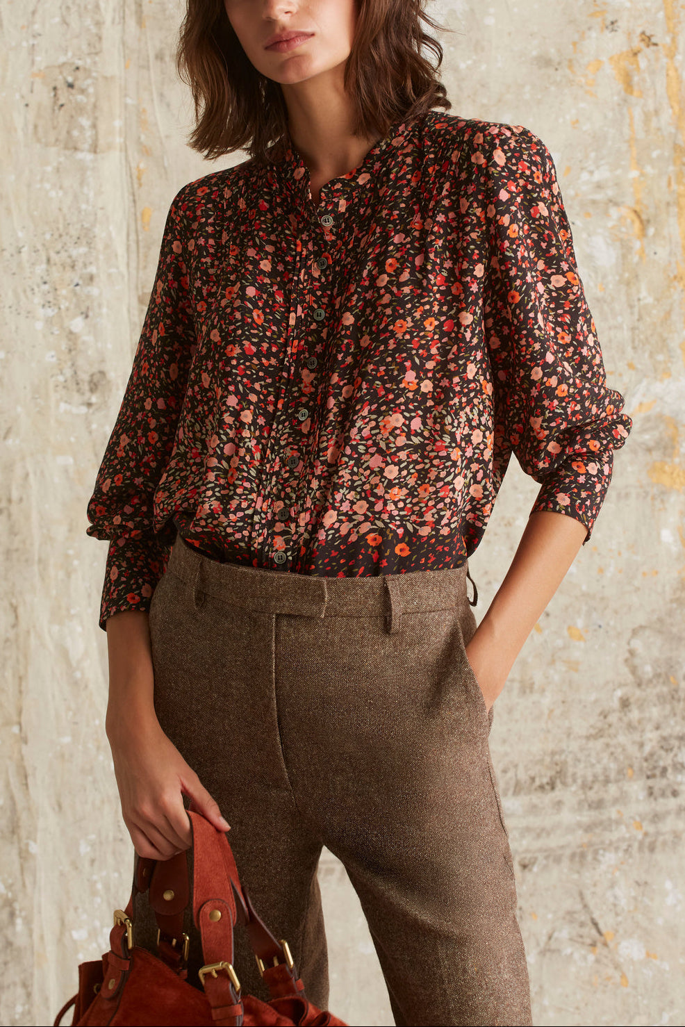 Chemise à volants en mousseline fleurie - CALICA Faume - seconde main