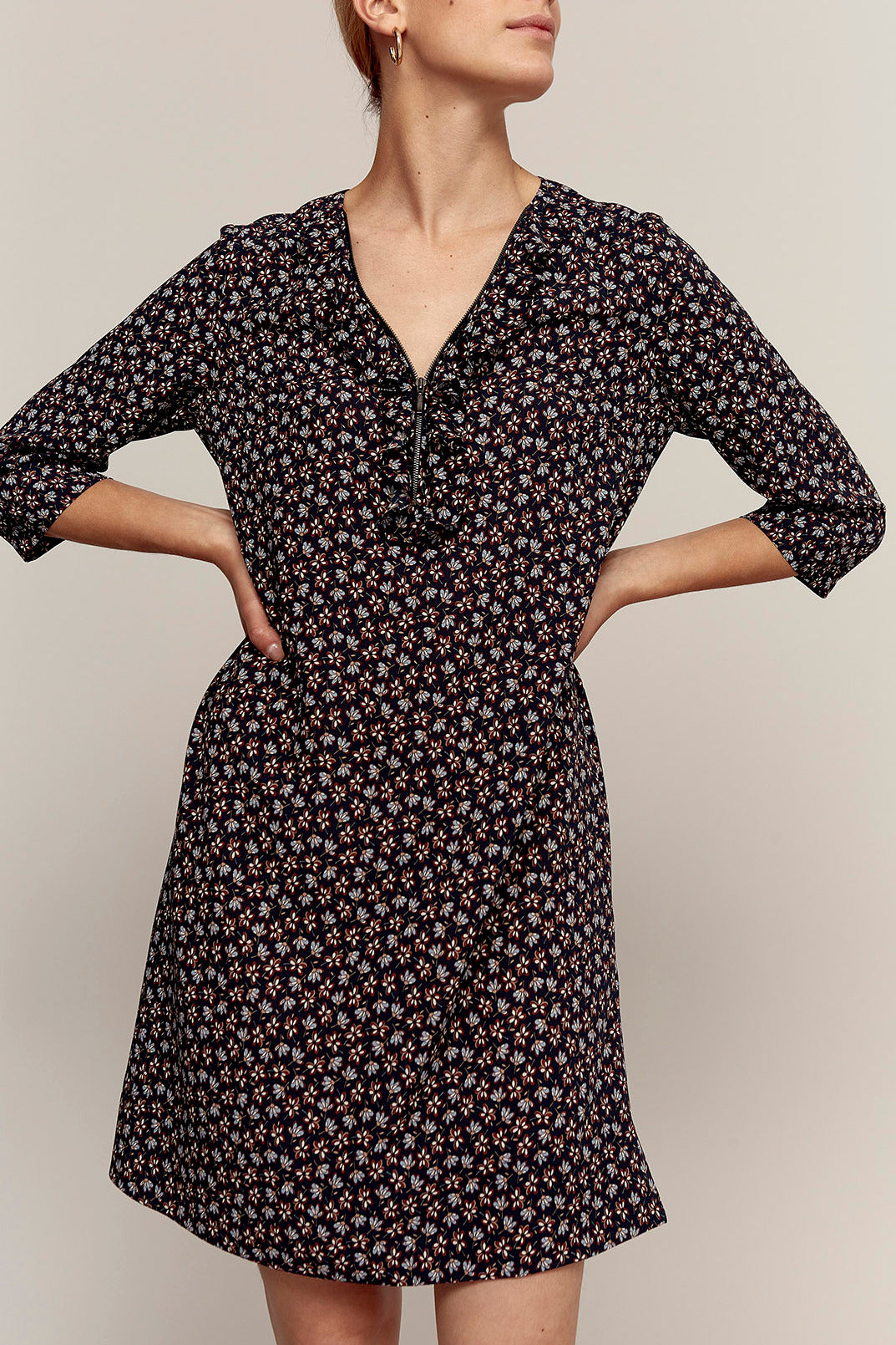 DARIA - Robe en crêpe imprimé Faume - seconde main