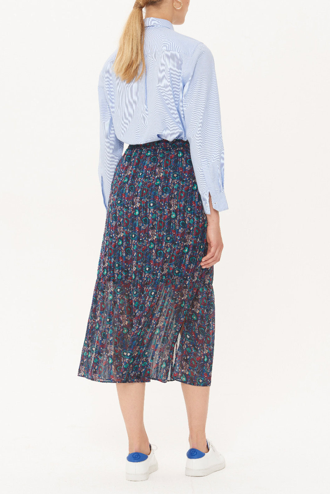 TERRY - Jupe longue en mousseline imprimée et Lurex Faume - seconde main