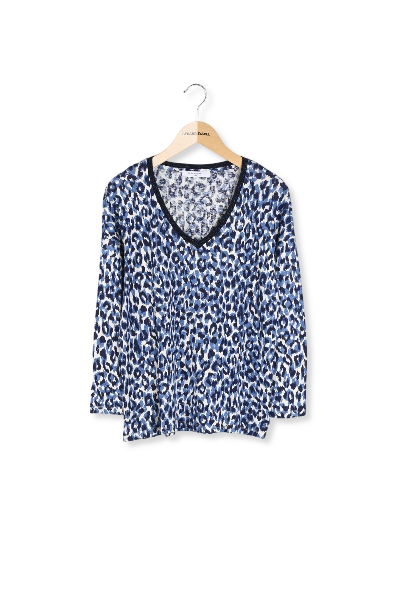 JANA - Tee-shirt manches longues à imprimé animalier en lin Faume - seconde main