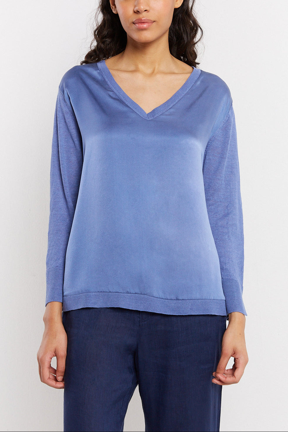 Pull V en lin et soie - LILLO Faume - seconde main