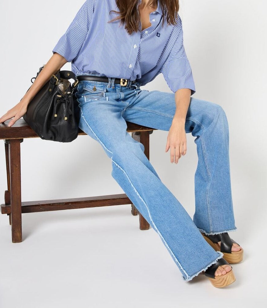 Chemise oversize en popeline rayée - USIS Faume - seconde main