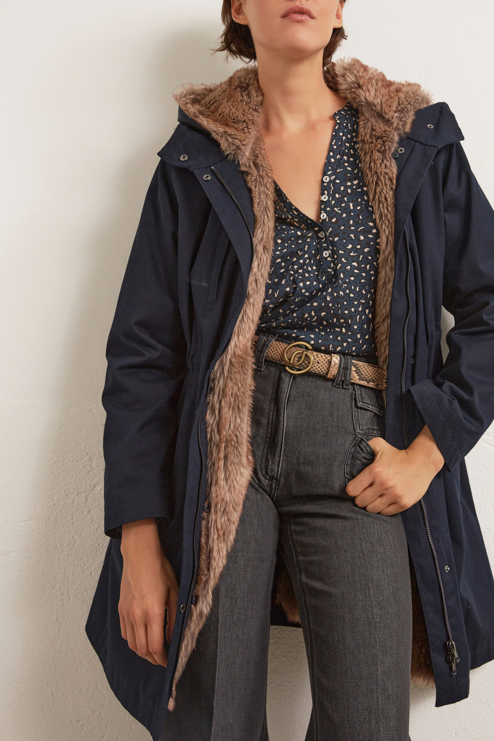 Shelly - Parka doublée de fausse fourrure Faume - seconde main