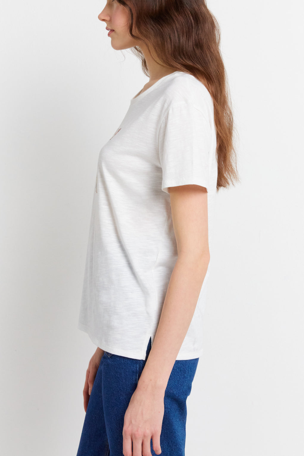 Tee-shirt uni à message fleuri - ALIX Faume - seconde main