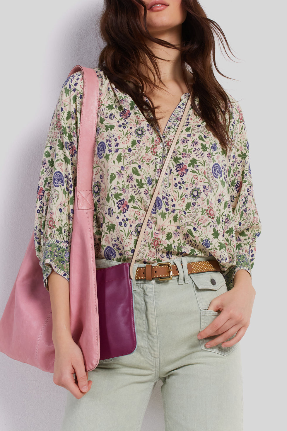 Blouse à motif et finitions contrastées - CAMELLIA Faume - seconde main