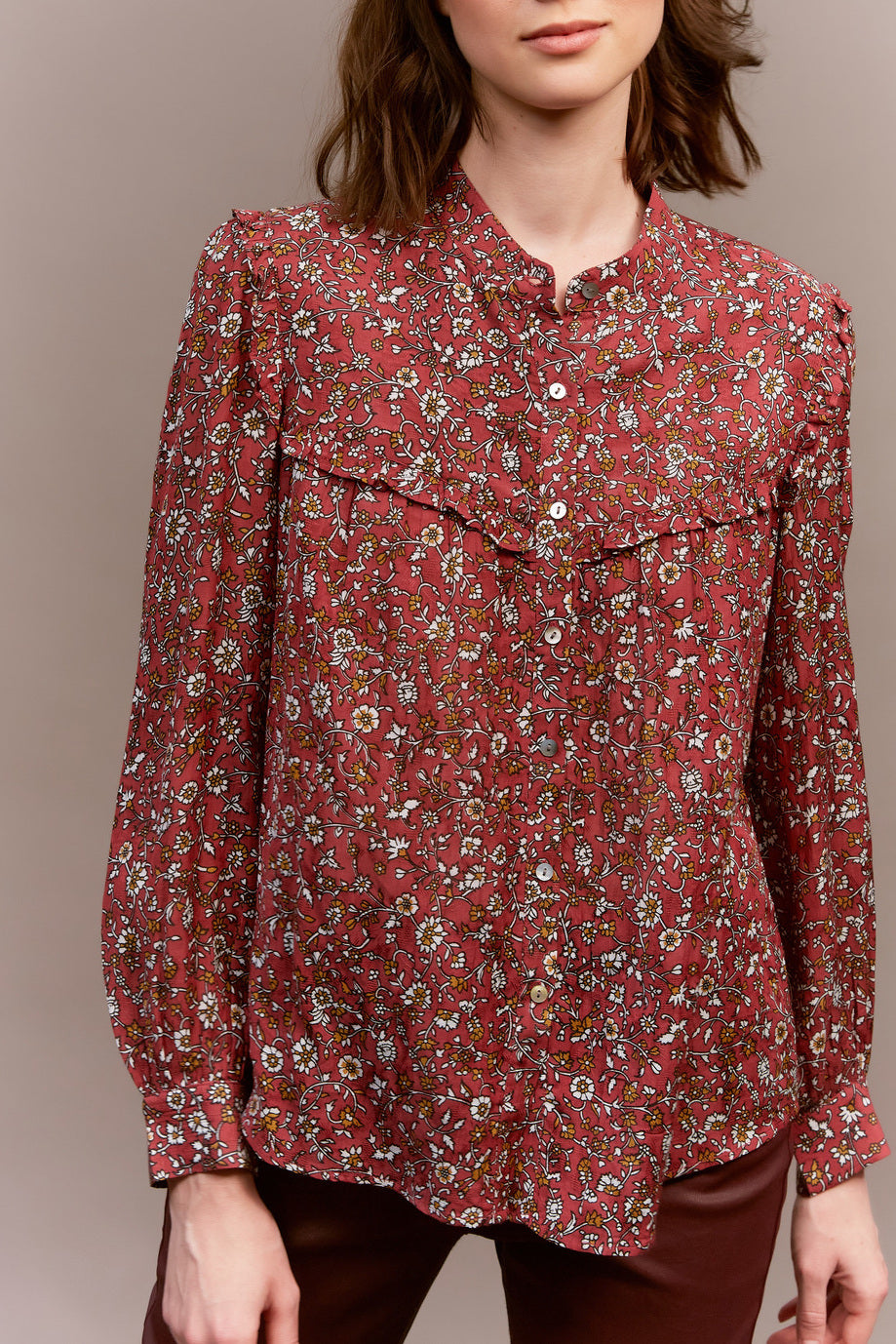 CASEY - Chemise fleurie et détails volantés Faume - seconde main