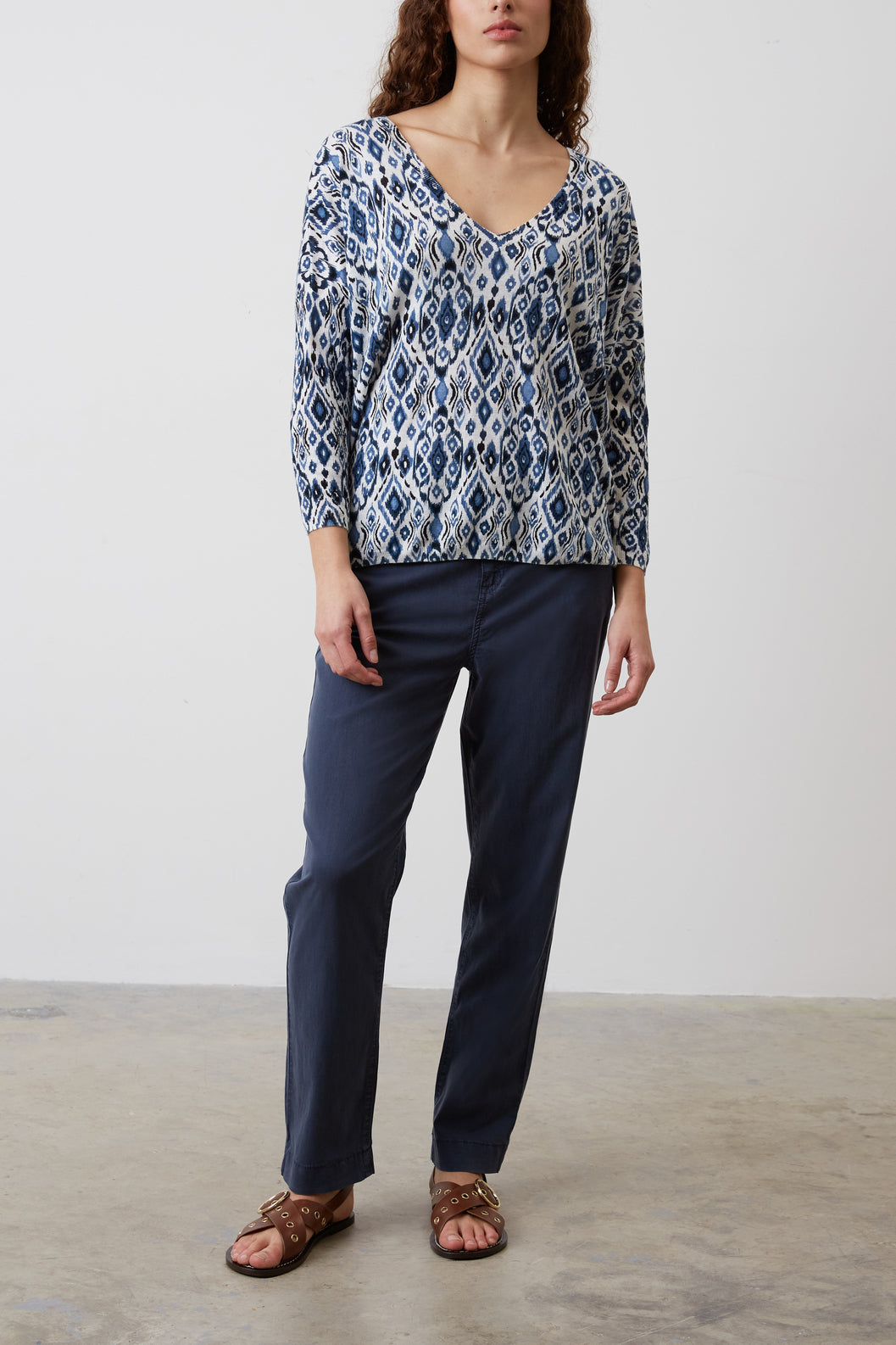 Pull en lin imprimé Ikat - LAURENCE Faume - seconde main