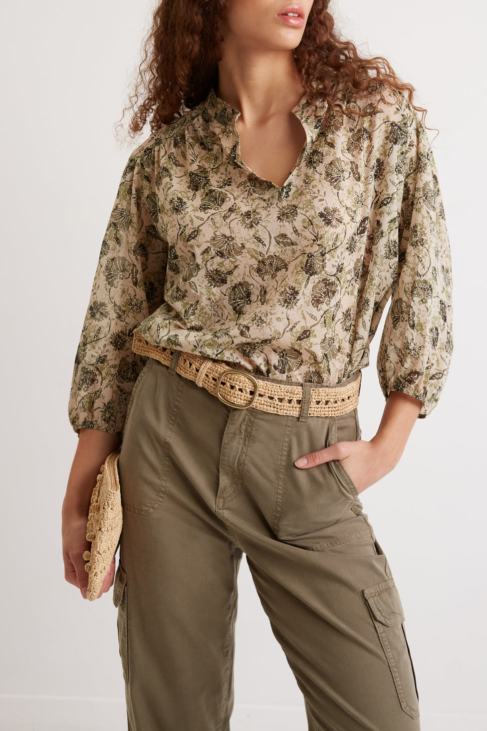 Blouse en voile de coton bicolore - CAPUCINE Faume - seconde main