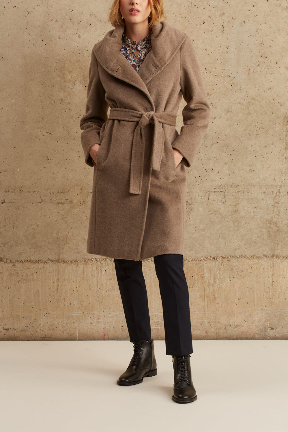 Manteau ceinturé à col drapé - SIDONIE Faume - seconde main