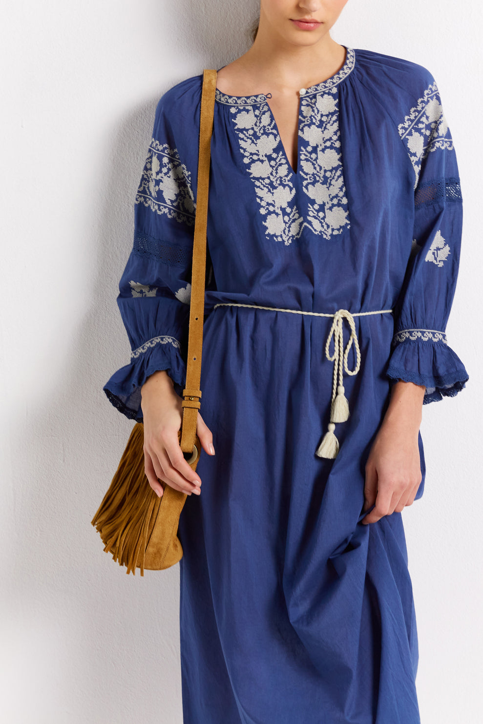 Caftan en coton brodé - JOHAN Faume - seconde main