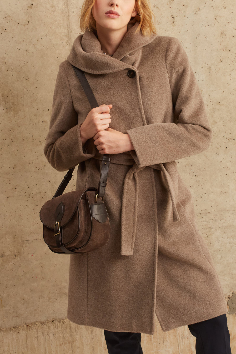 Manteau ceinturé à col drapé - SIDONIE Faume - seconde main