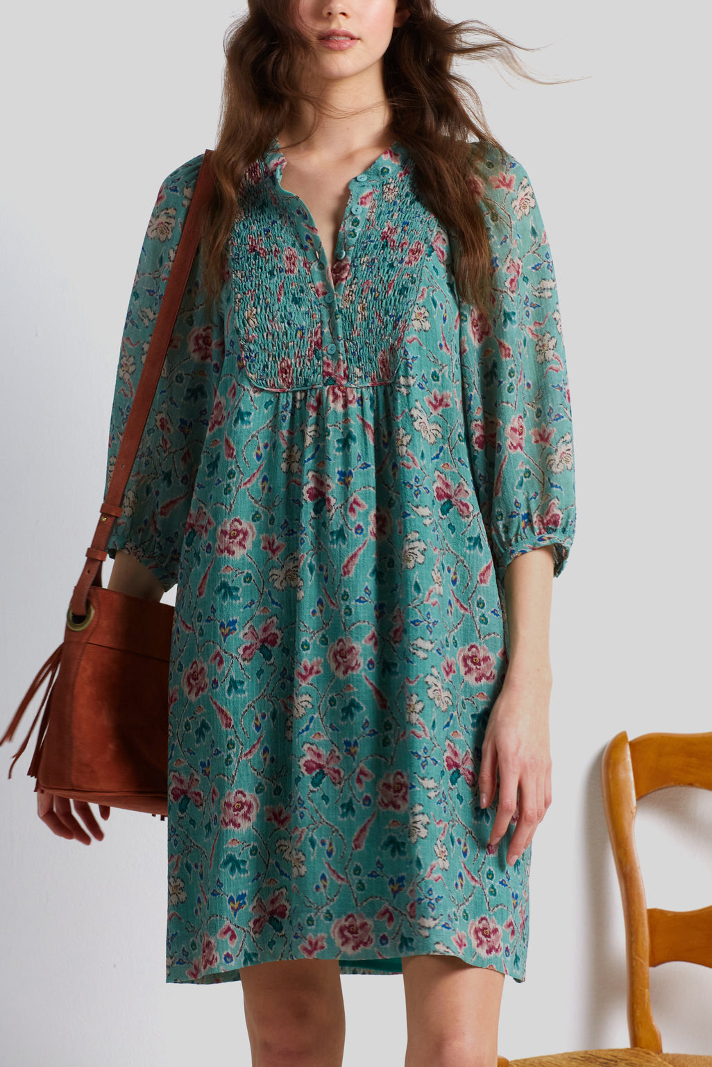 Robe à plastron smocké - JIA Faume - seconde main