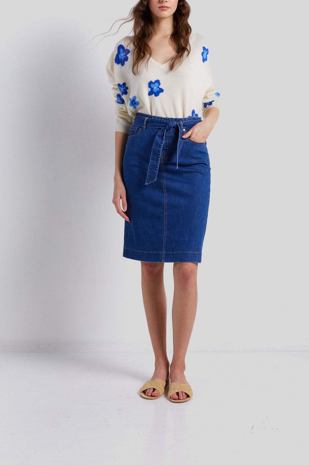 Jupe droite en denim - BIARITZ Faume - seconde main