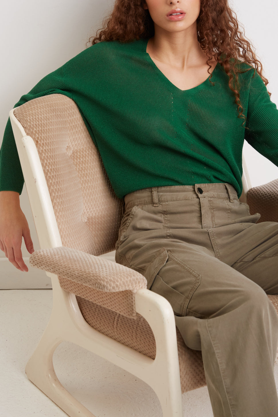 Pull col V en maille fluide - LEOLINE Faume - seconde main