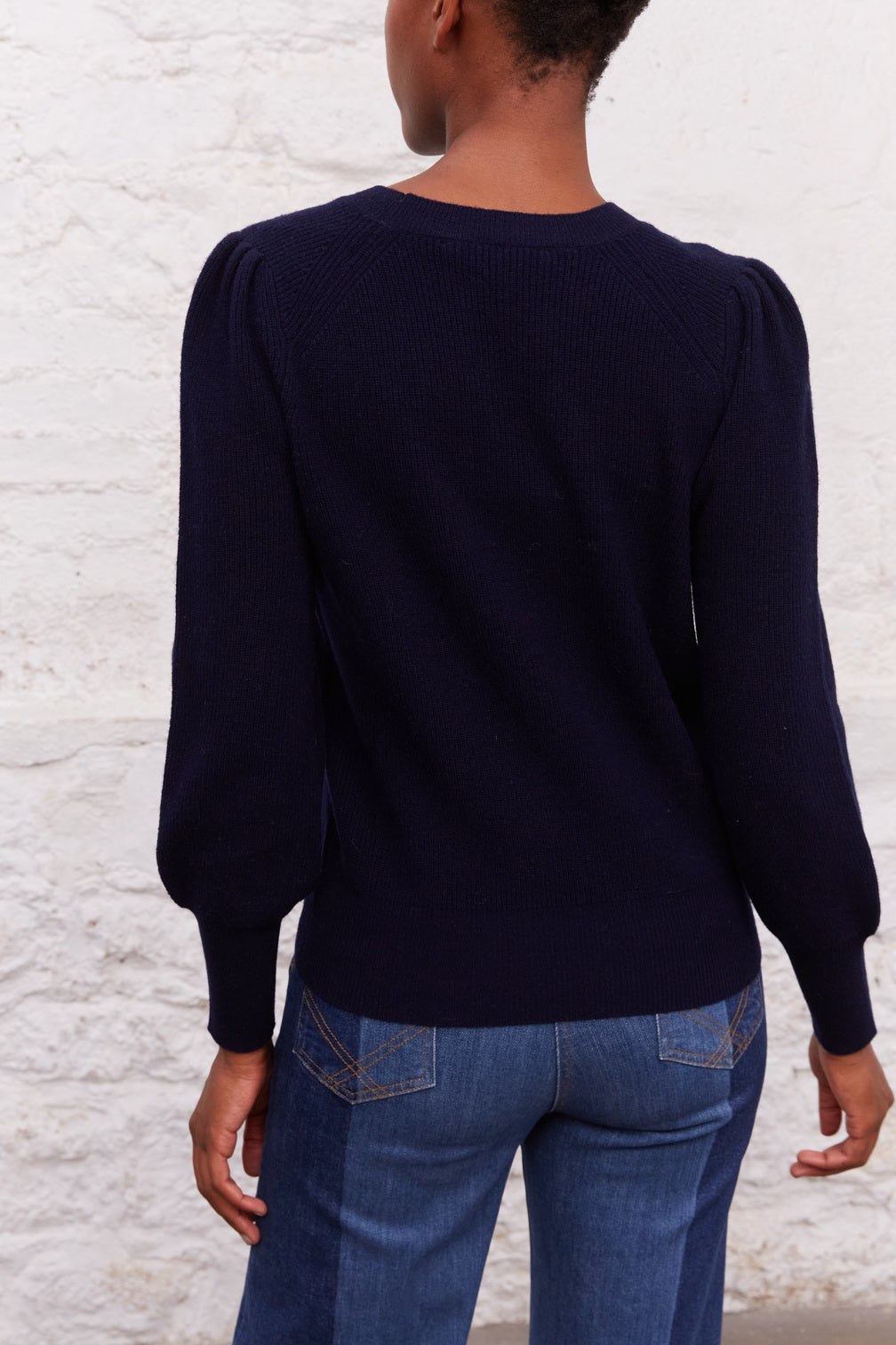Pull en laine côtelée et manches fantaisies - LEONE Faume - seconde main