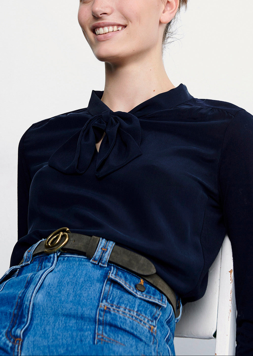 EMERY - Top bimatière lavallière Faume - seconde main
