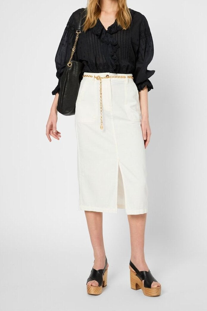 Jupe droite en coton et lin - VICTORIA Faume - seconde main