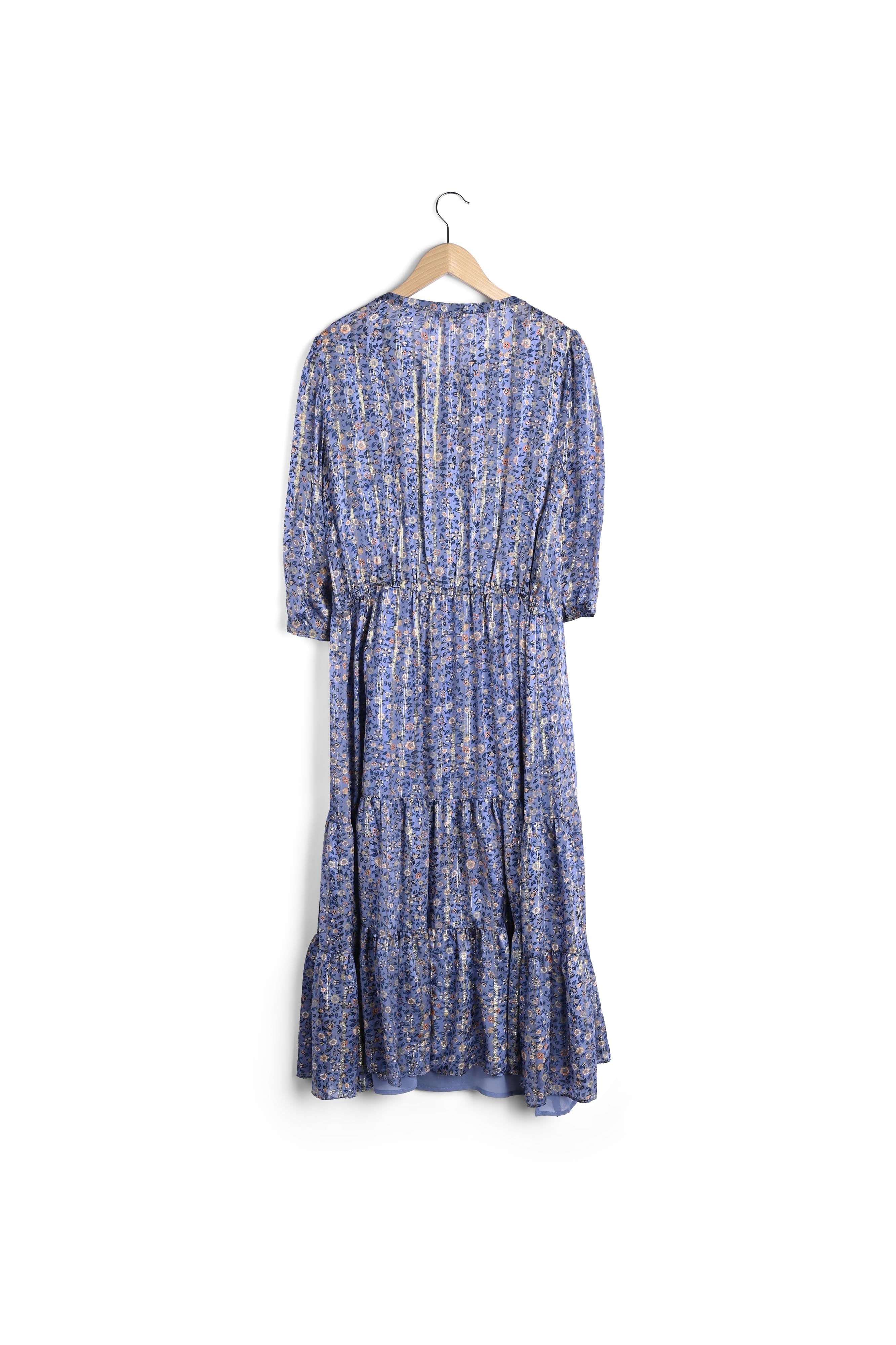 SAHE - Robe longue en soie et Lurex à imprimé floral Faume - seconde main