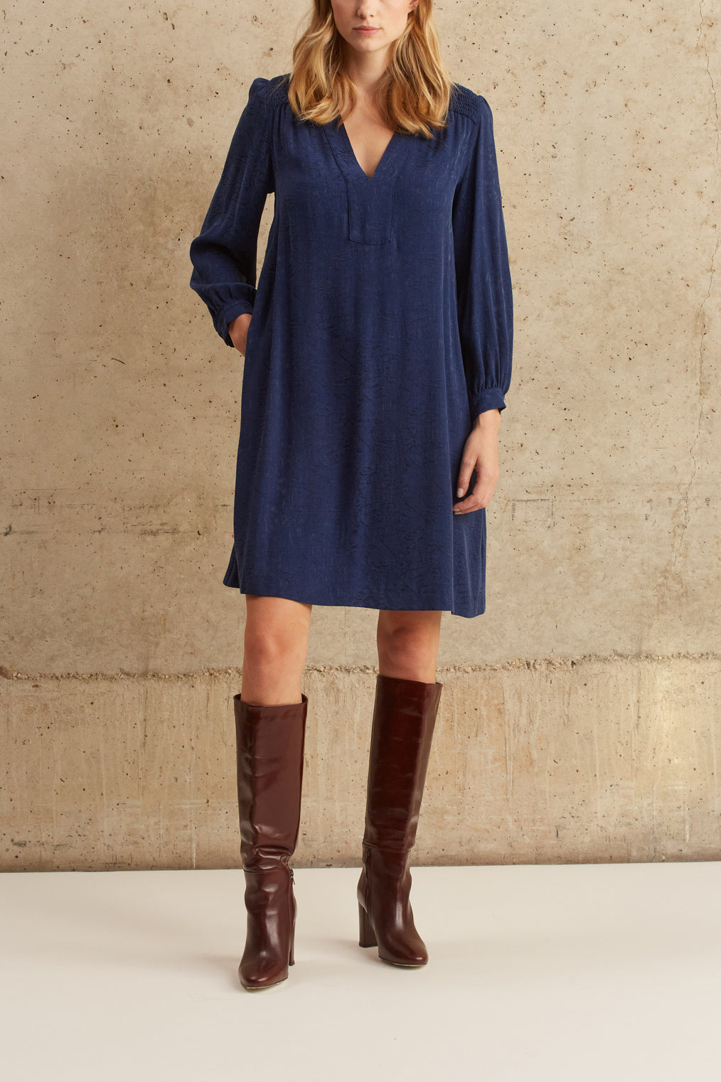 Robe trapèze à smocks - JAIMIE Faume - seconde main