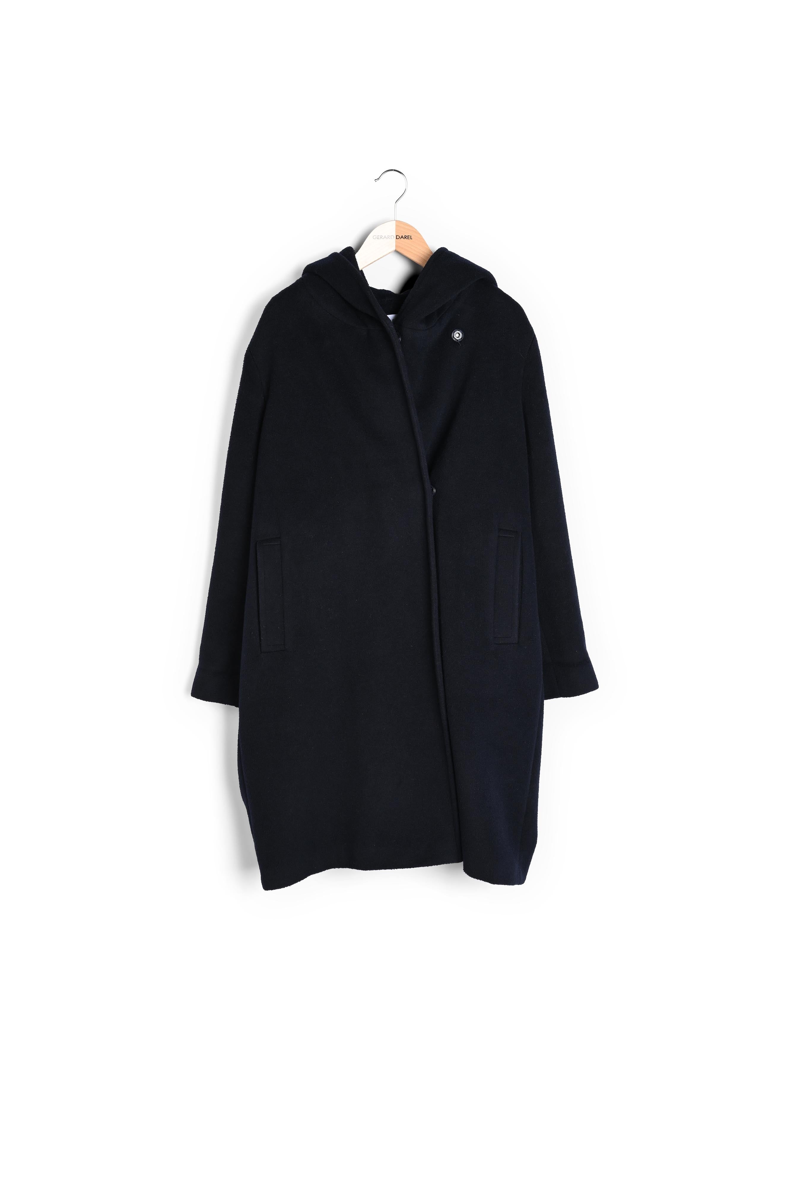 Manteau droit à capuche en laine et alpaga - SAKURA Faume - seconde main