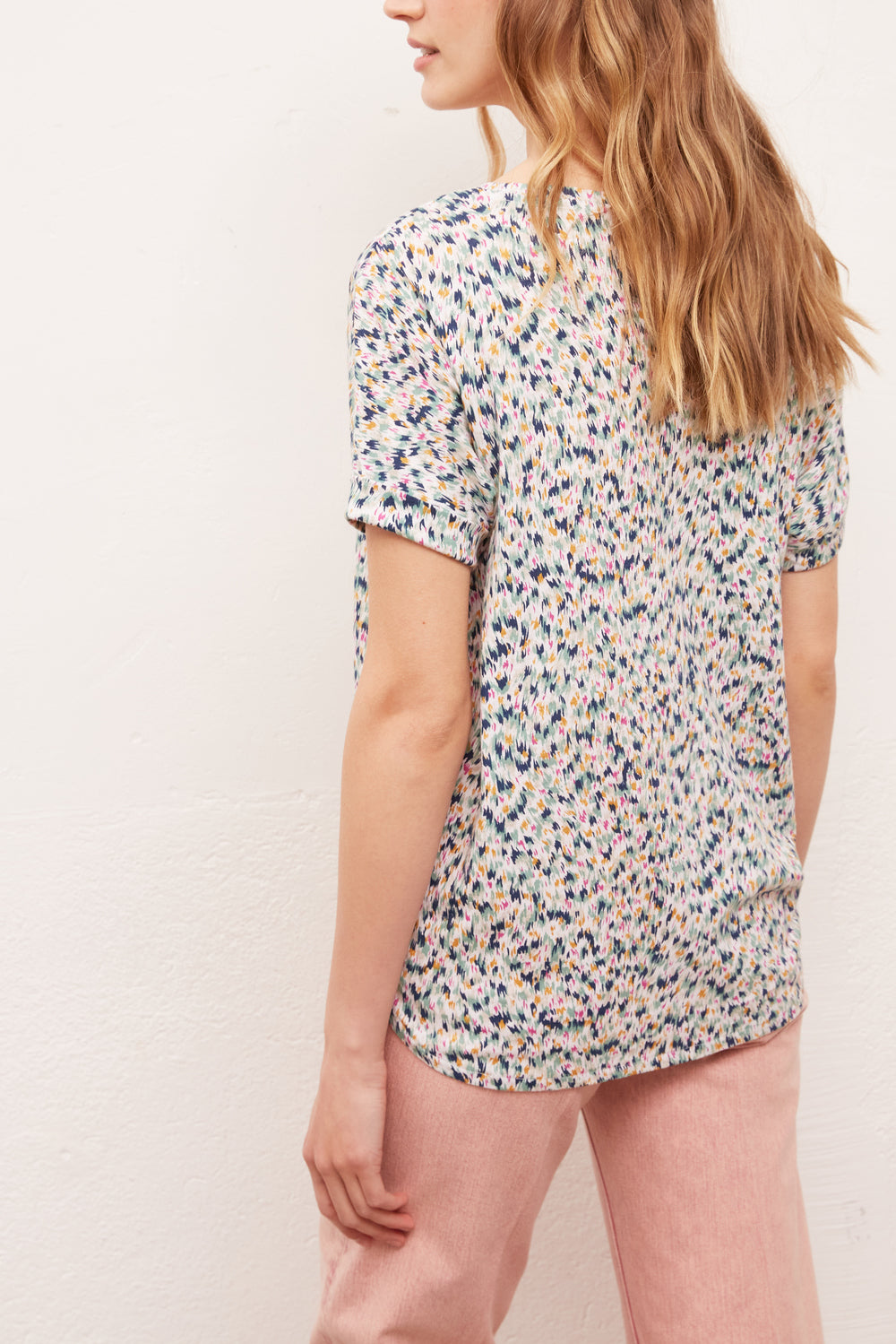 Tee-shirt imprimé en coton et lin Faume - seconde main