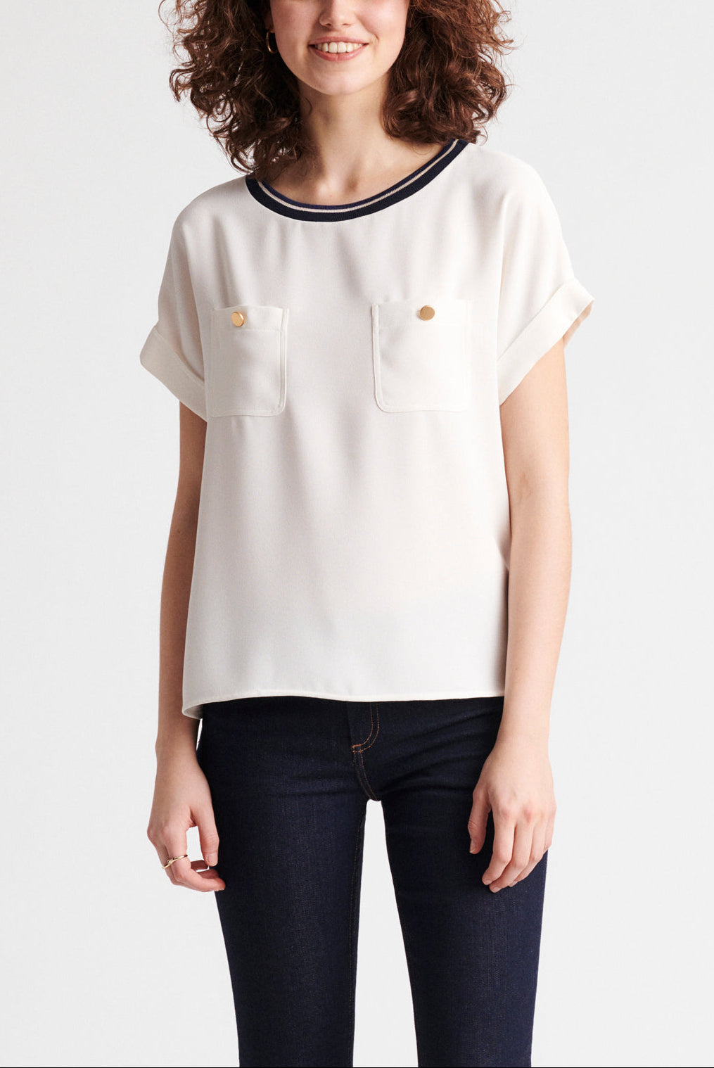 NUNZIA - Top en crêpe avec poches Faume - seconde main