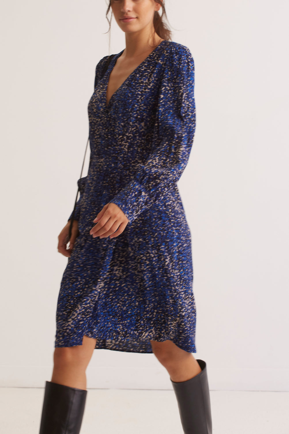 Robe portefeuille en crêpe imprimé - JOE Faume - seconde main