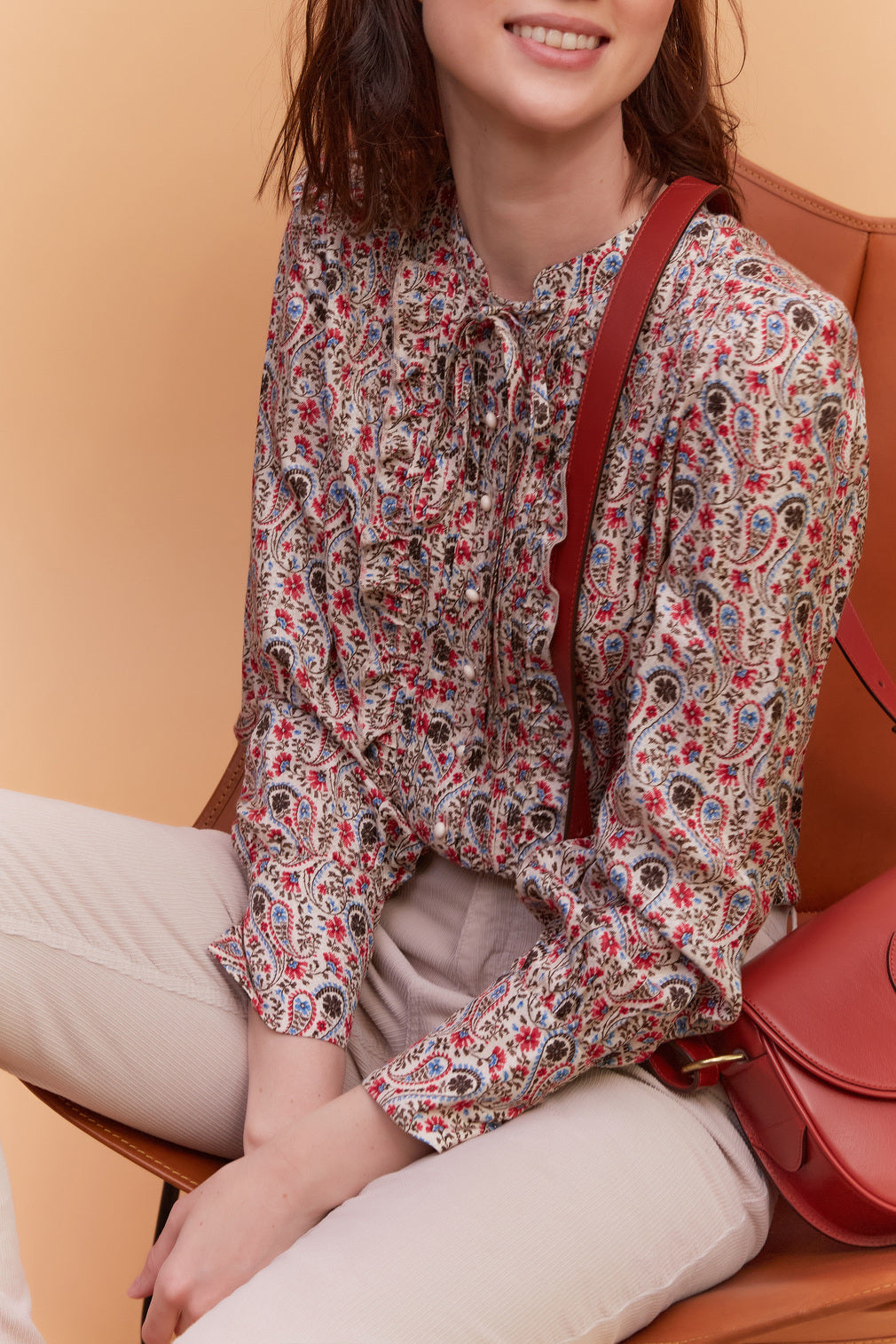 Chemise à volants en voile de coton - CALICIA Faume - seconde main