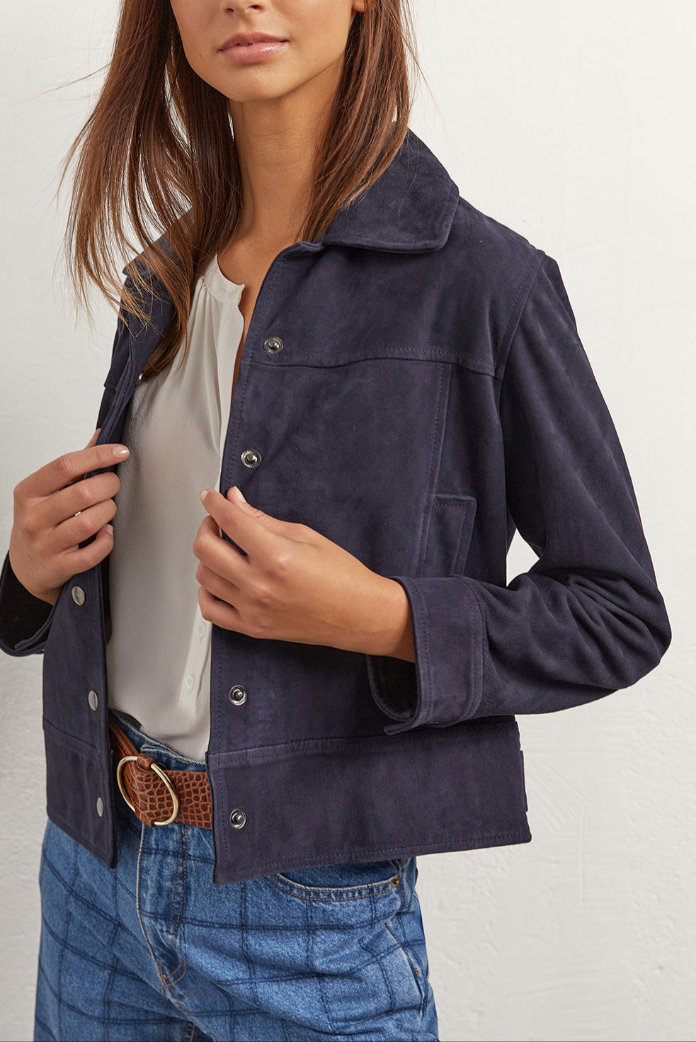 GERMANA - Veste courte en chèvre velours Faume - seconde main