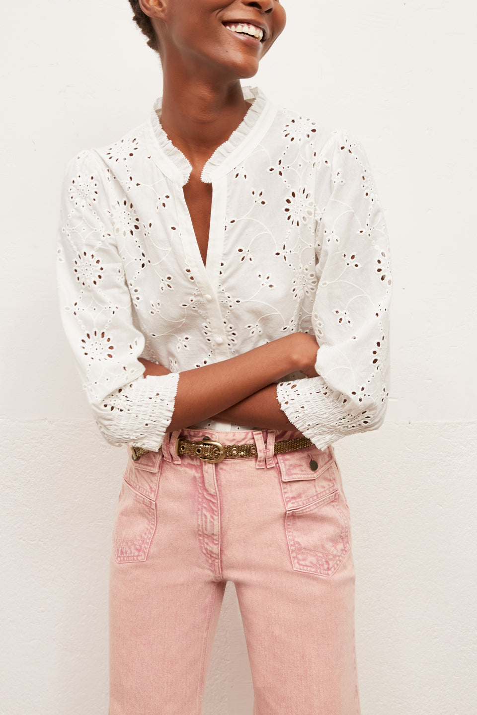 NORY - Chemise en voile de coton brodé Faume - seconde main