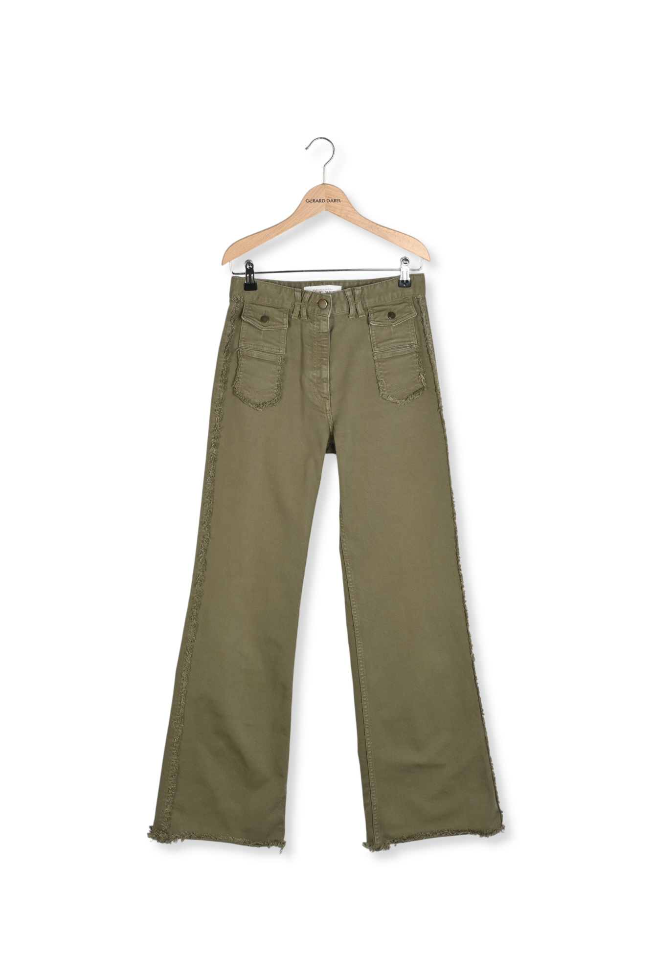 Jean flare kaki à franges - ANNA Faume - seconde main