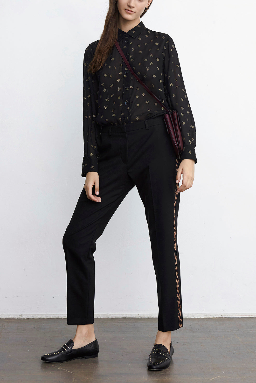 LOX - Pantalon droit 7/8 bandes léopard Faume - seconde main