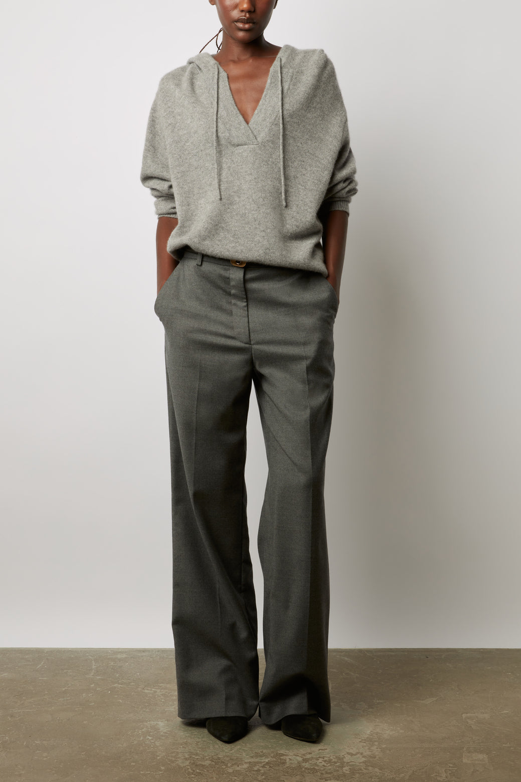 Pantalon large en flanelle unie - DALI Faume - seconde main