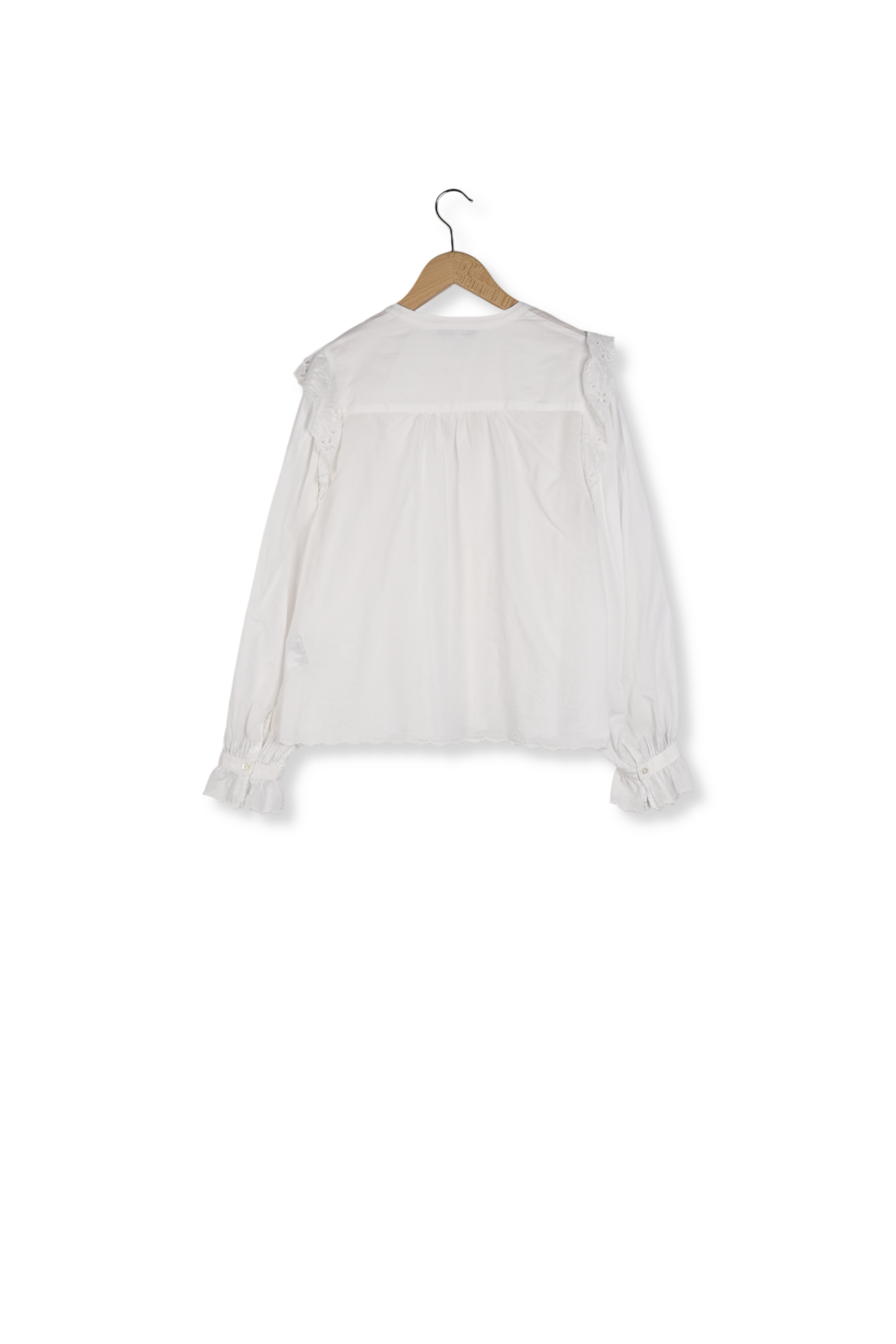 Chemise en coton brodé et volants - CELINE Faume - seconde main