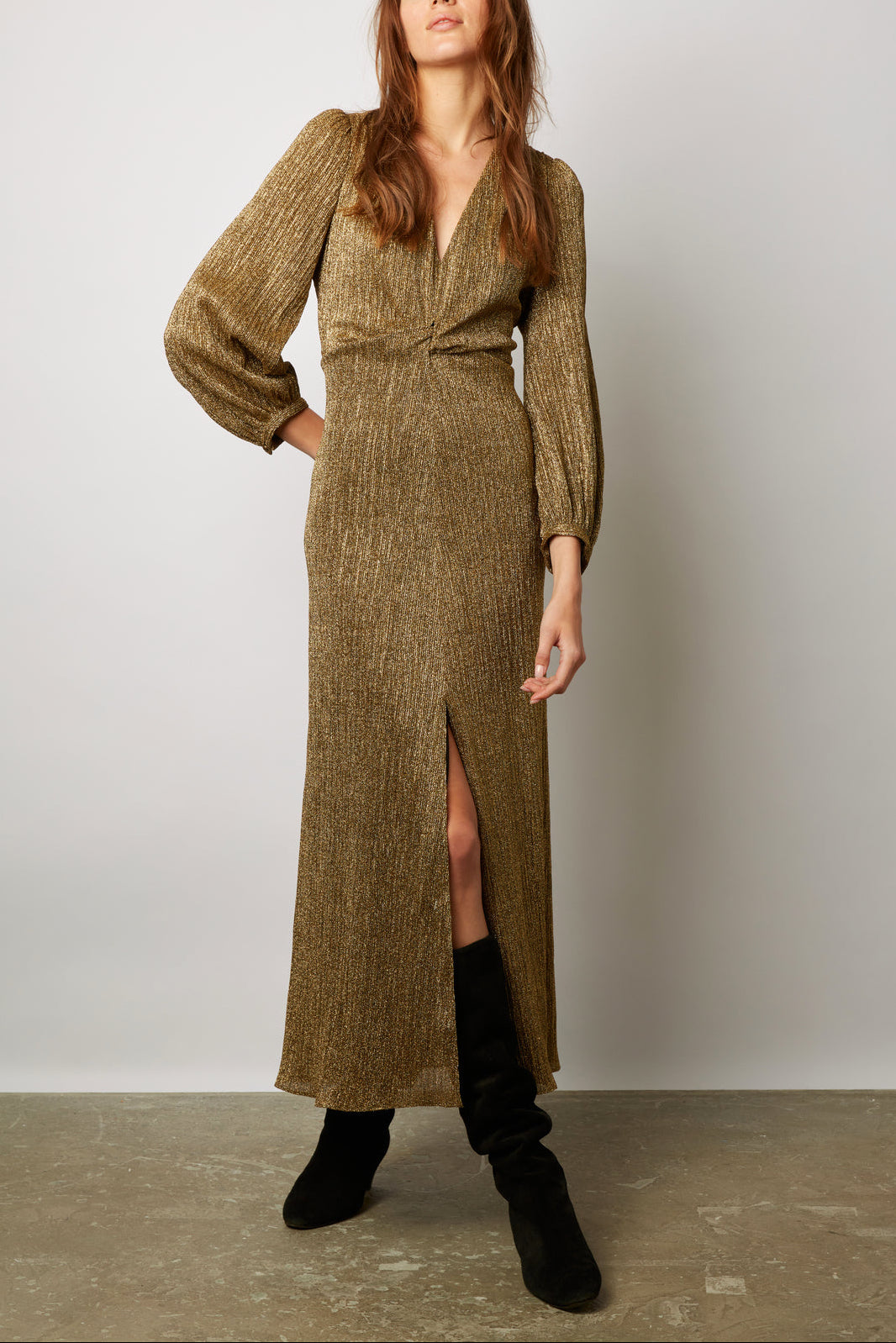 Robe longue en lurex doré - ACELYA Faume - seconde main