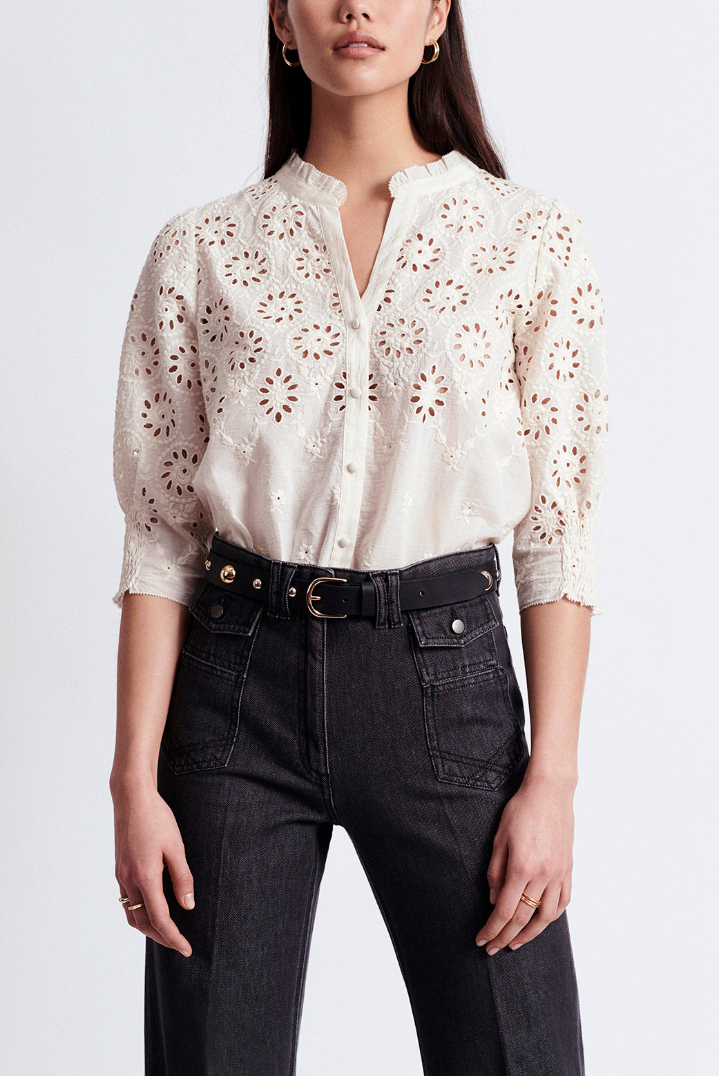 NEEL - blouse en coton et broderie anglaise Faume - seconde main