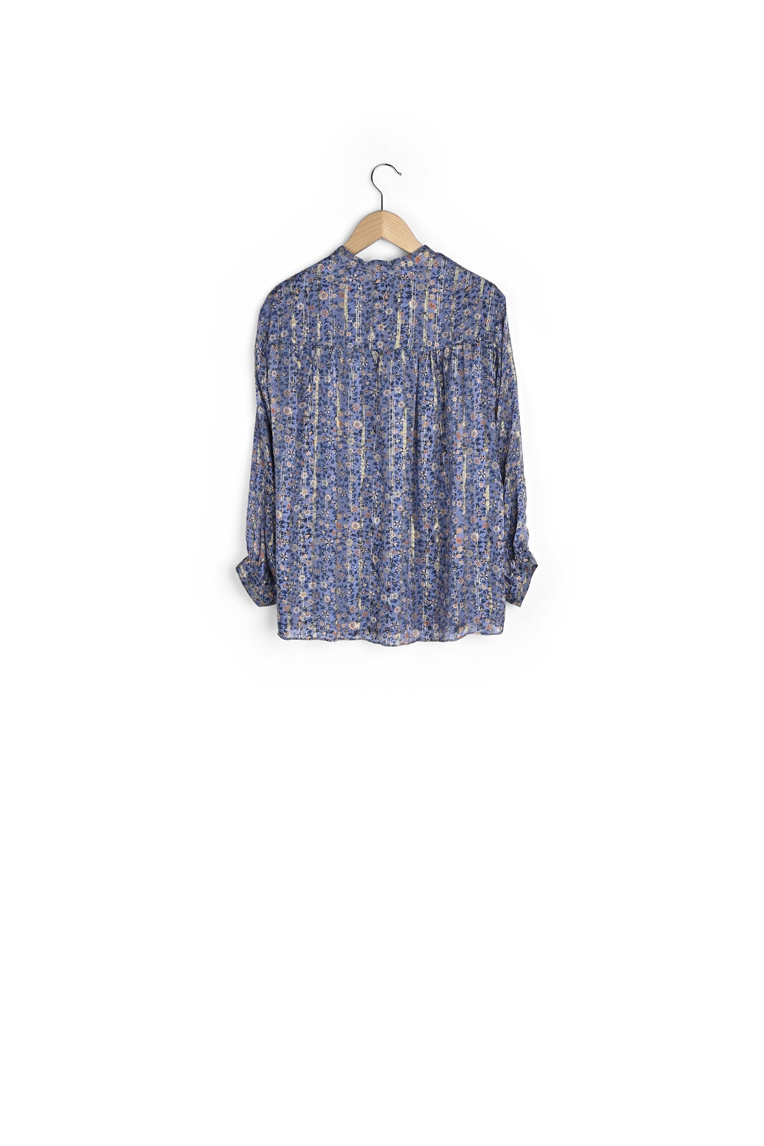 NOLWENN - Blouse en soie et Lurex à imprimé floral Faume - seconde main