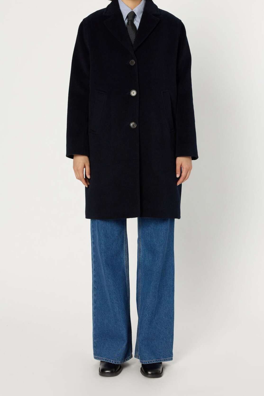 Manteau droit en laine et angora - MEGANE Faume - seconde main