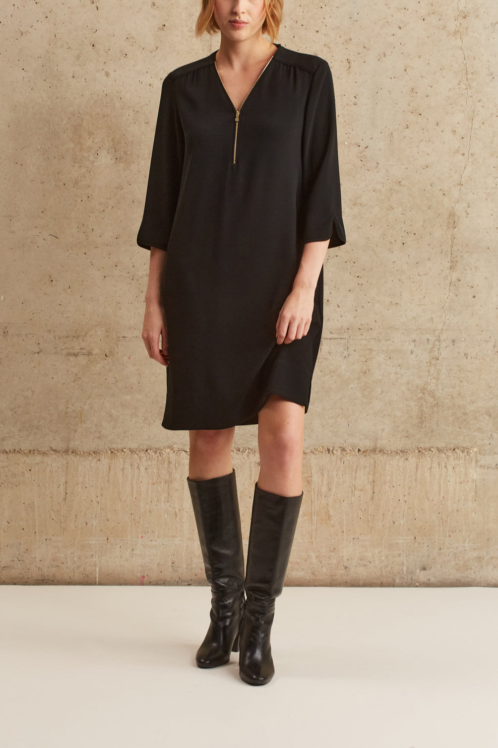 Robe en crêpe à encolure zippée - JAUFFRE Faume - seconde main