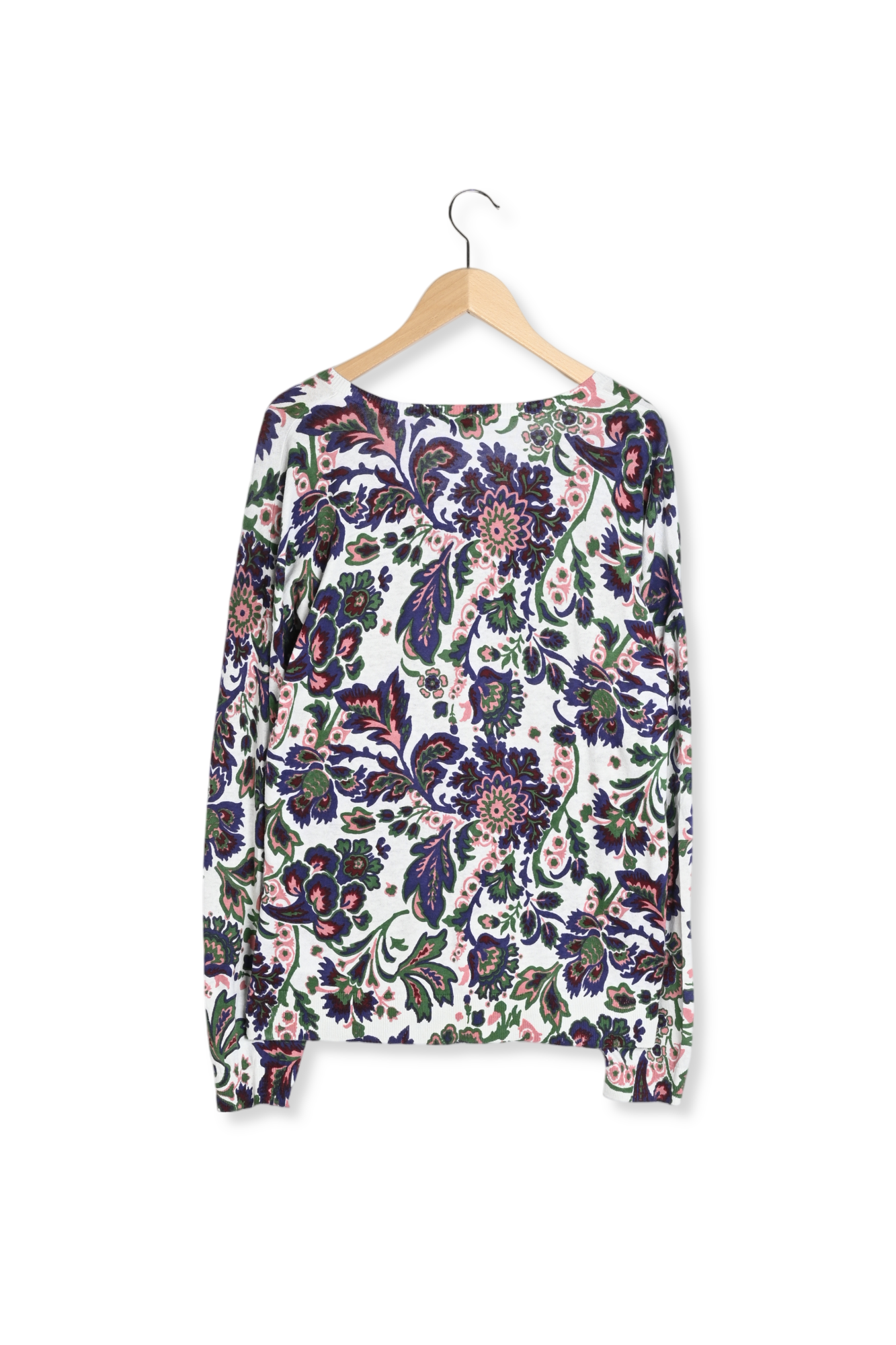 Pull V lin et coton imprimé - LYLOU Faume - seconde main