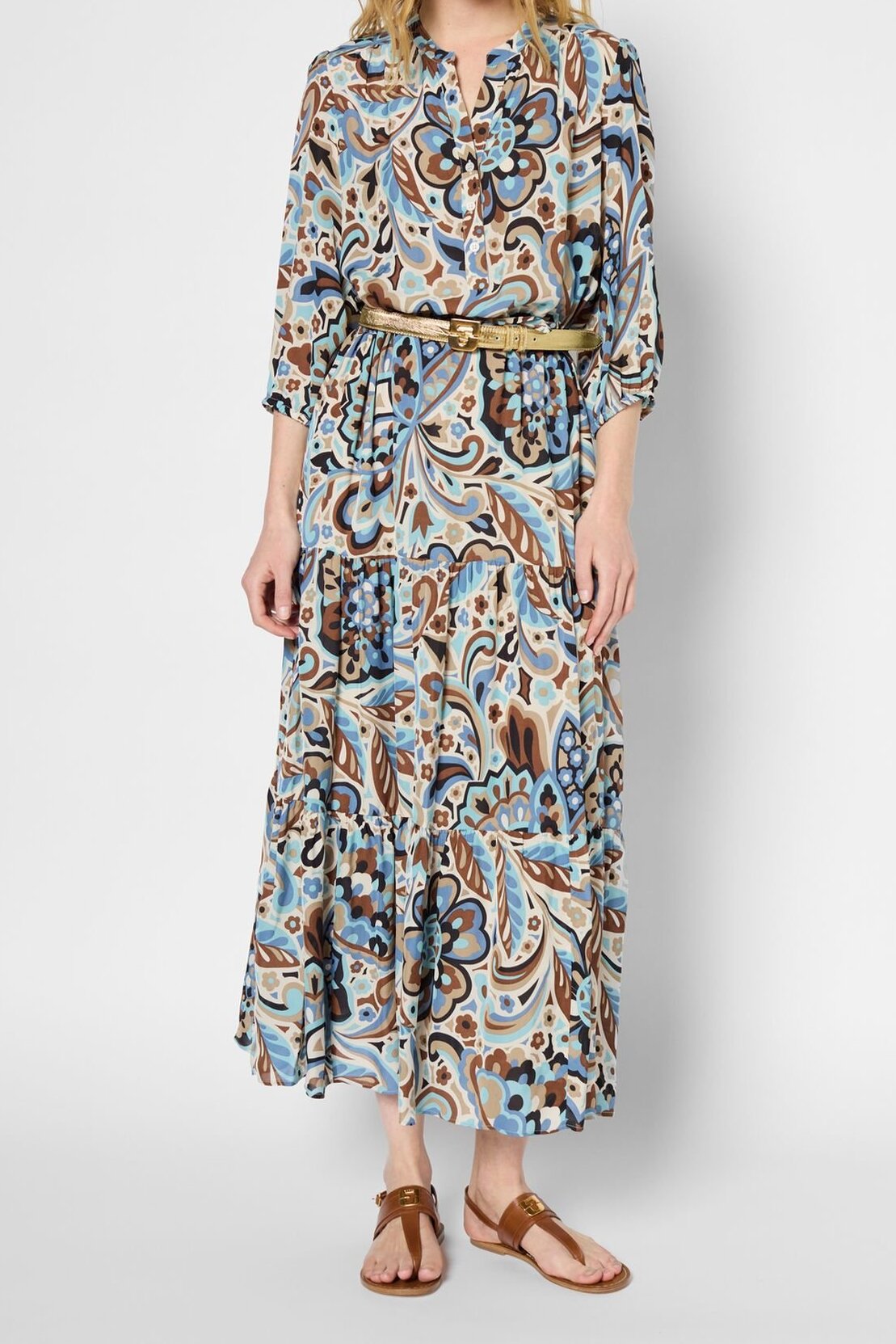 Robe longue élastiquée fleurs vintage - PIO Faume - seconde main