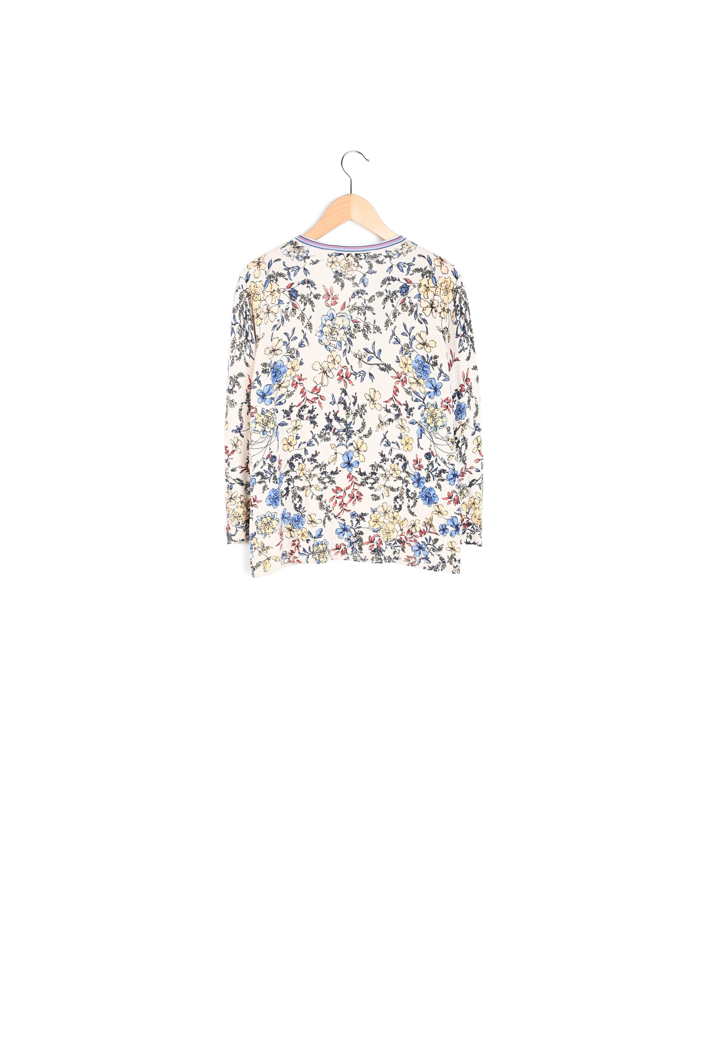 ESTELLE - Pull fin en coton et lin à imprimé floral Faume - seconde main