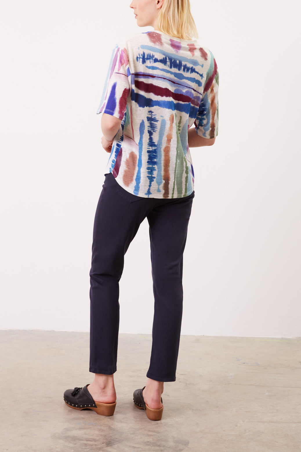 T-Shirt imprimé multicolore en lin - AENORA Faume - seconde main