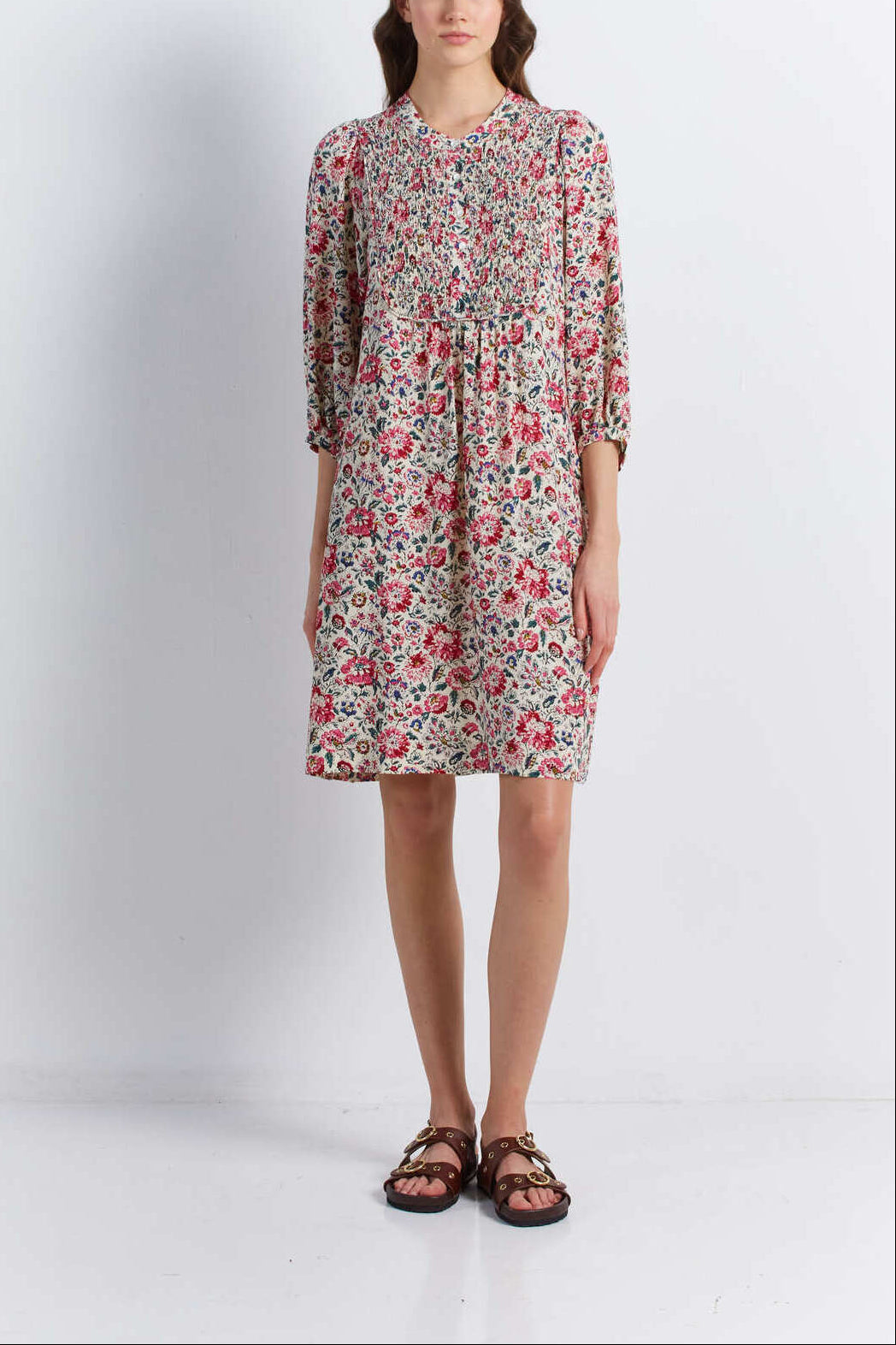 Robe à plastron smocké - JIA Faume - seconde main